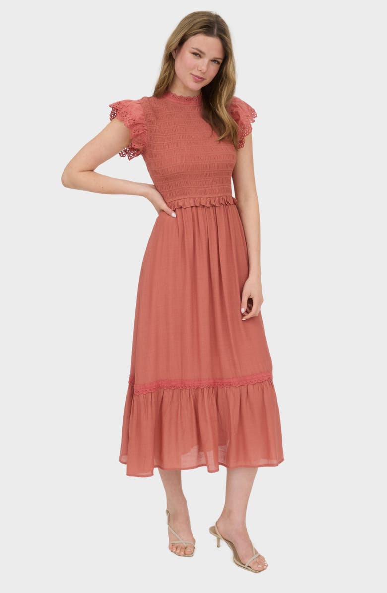 Blu Pepper Smocked Maxi Dress, Alternate, color, Terracotta