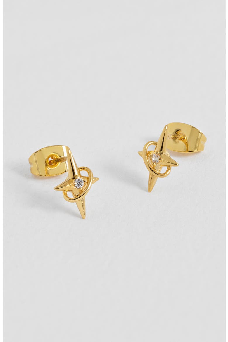 North Star Stud Earrings, Alternate, color, GOLD PLATED