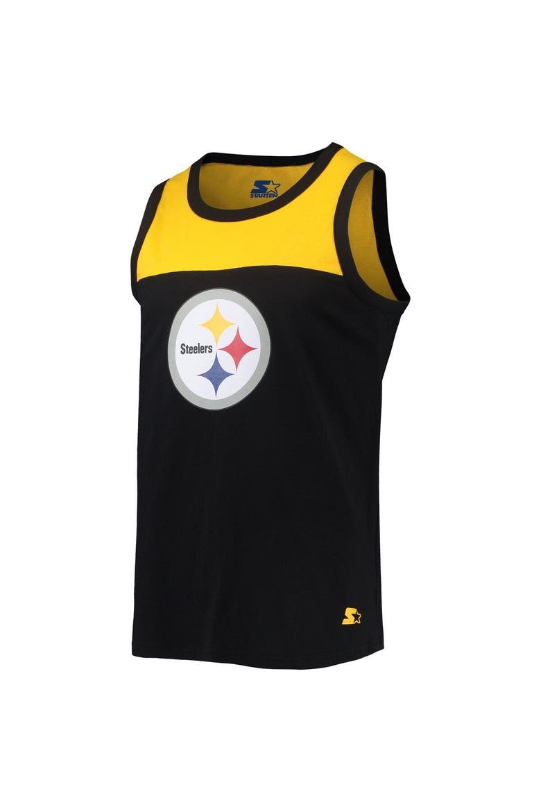 Men's Starter Black/Gold Pittsburgh Steelers Team Touchdown Fashion Tank Top, Alternate, color, Black
