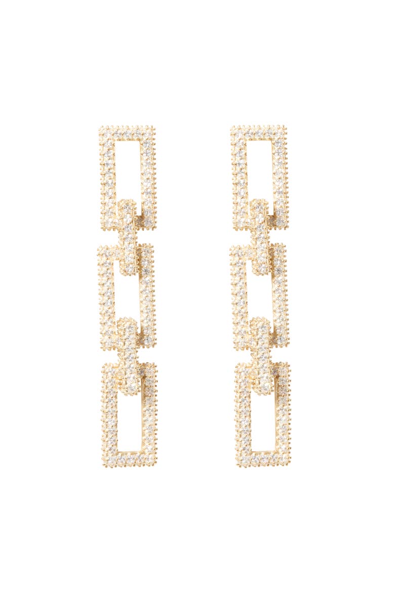 Block Link Earrings, Main, color, White/Gold