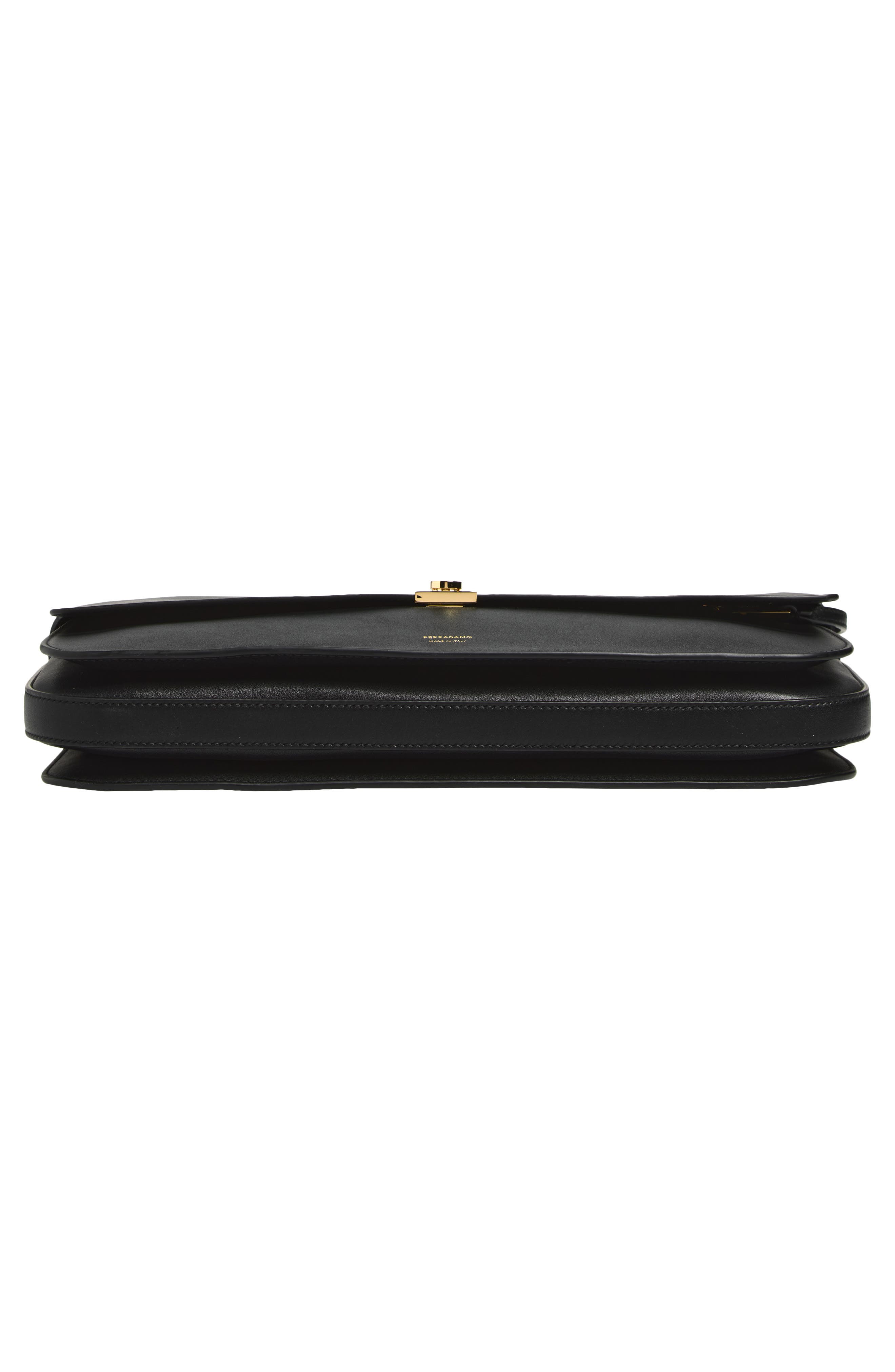Medium Cara Leather Shoulder Bag, Alternate, color, NERO