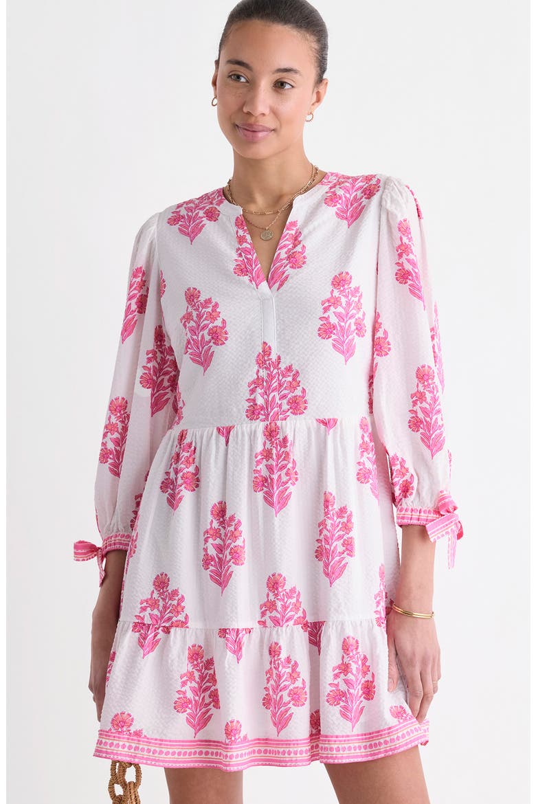 Tessa Floral Tie Sleeve Minidress, Alternate, color, FLORAL WHITE CAP
