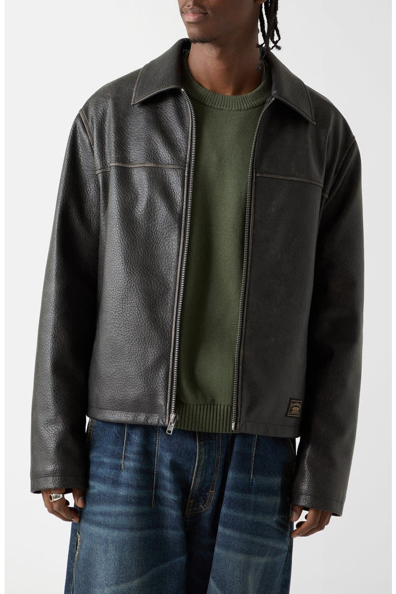 Faux Leather Jacket, Main, color, JET BLACK MULTI
