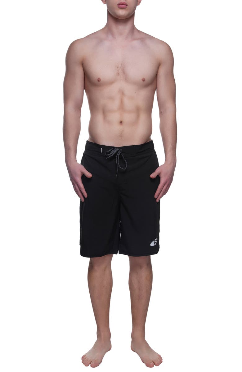 Rokka&Rolla Quick-Dry Stretch Swim Trunks with Adjustable Waistband, Alternate, color, Black
