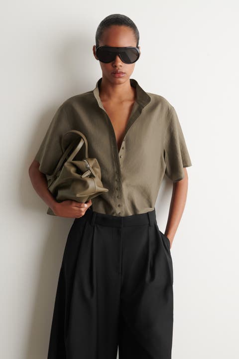 Fluid High-collar Shirt