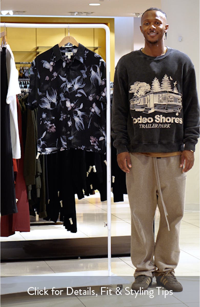 Oversize Floral Short Sleeve Button-Up Shirt, sales video thumbnail