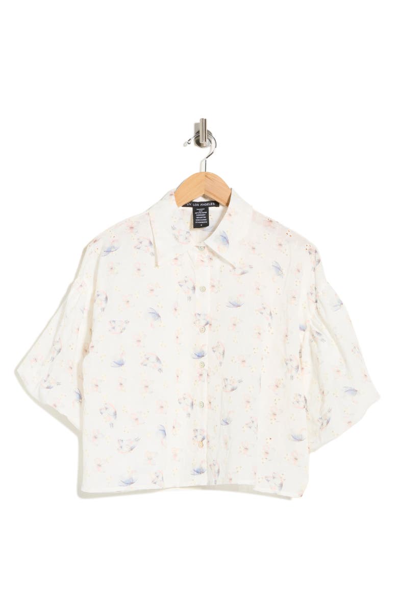 Forgotten Grace Puff Sleeve Print Top, Alternate, color, Ivory
