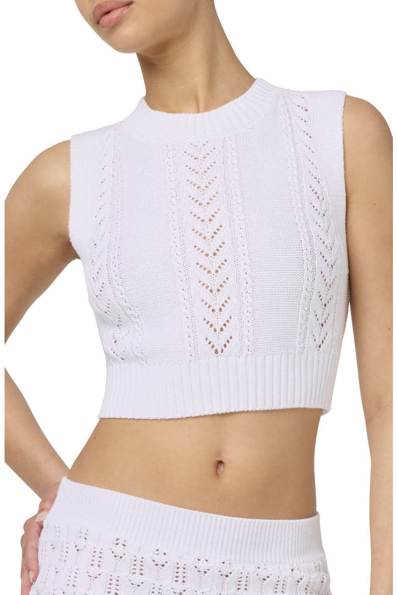 Pointelle Knit Crop Tank, Alternate, color, BRT WHITE