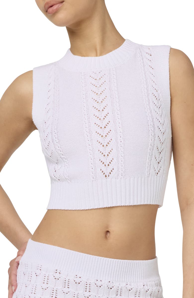 Florence by Mills Pointelle Knit Crop Tank, Alternate, color, Brt White