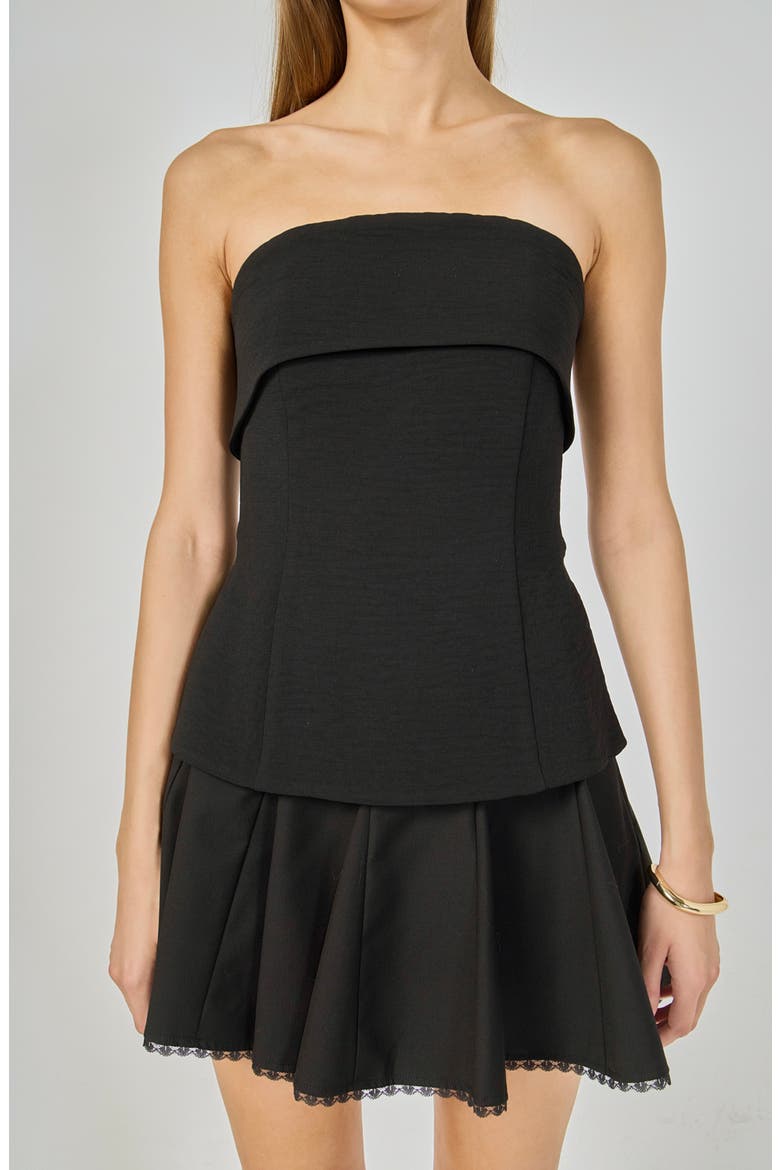 Folded Strapless Tube Top, Alternate, color, BLACK
