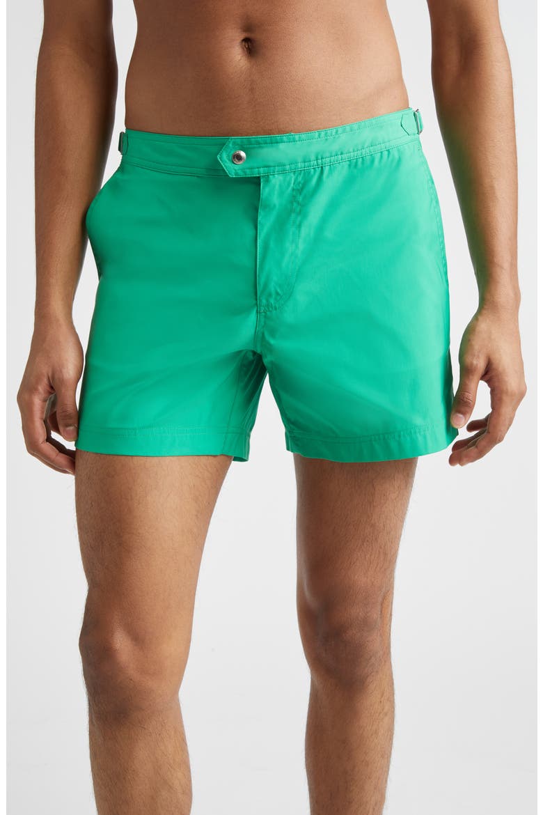 Microcompact Poplin Swim Trunks, Main, color, BRIGHT GREEN