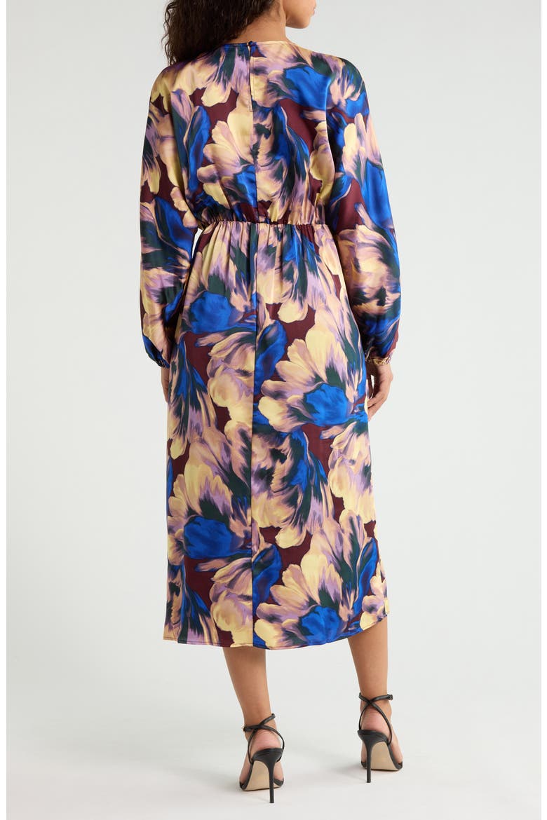 Charline Floral Dolman Long Sleeve Dress, Alternate, color, BURGUNDY-MULTI