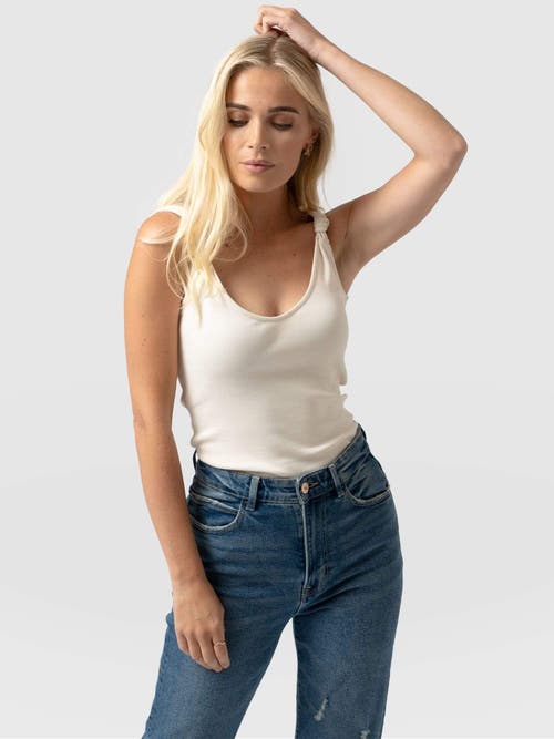 Saint + Sofia Knot Vest Rib In White
