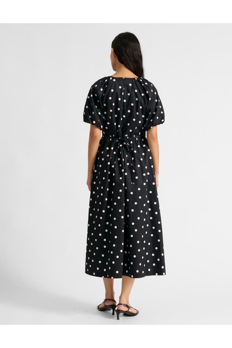 Large Spot V-Neck Midi Dress, Alternate, color, Black