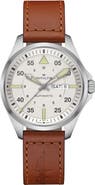 Hamilton Khaki Aviation Pilot Automatic Leather Strap Watch, 20mm