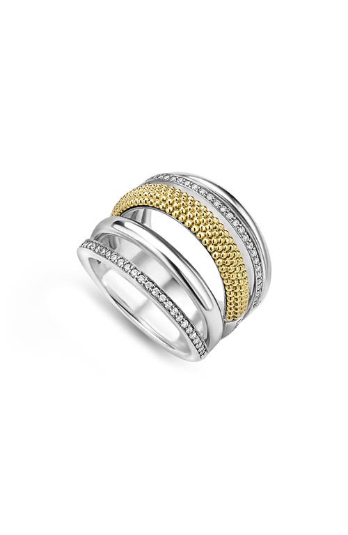 Lagos Caviar Lux Pavé Diamond Ring In Two-tone