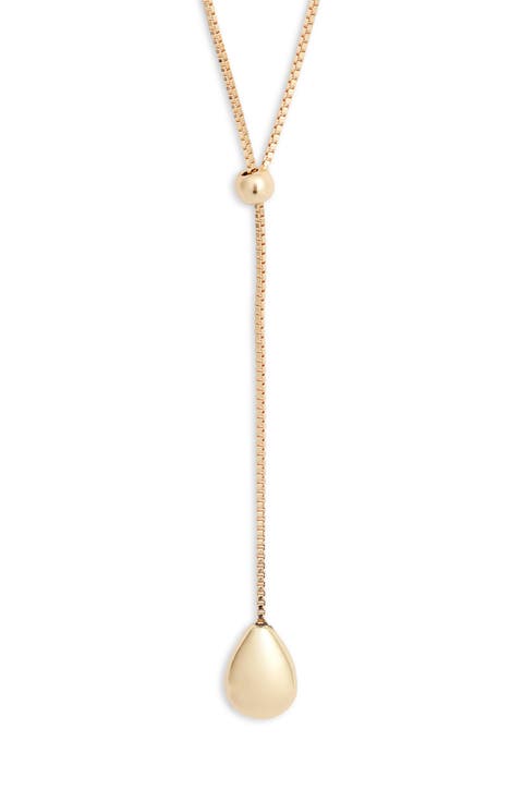 Polished Teardrop Slider Y Necklace