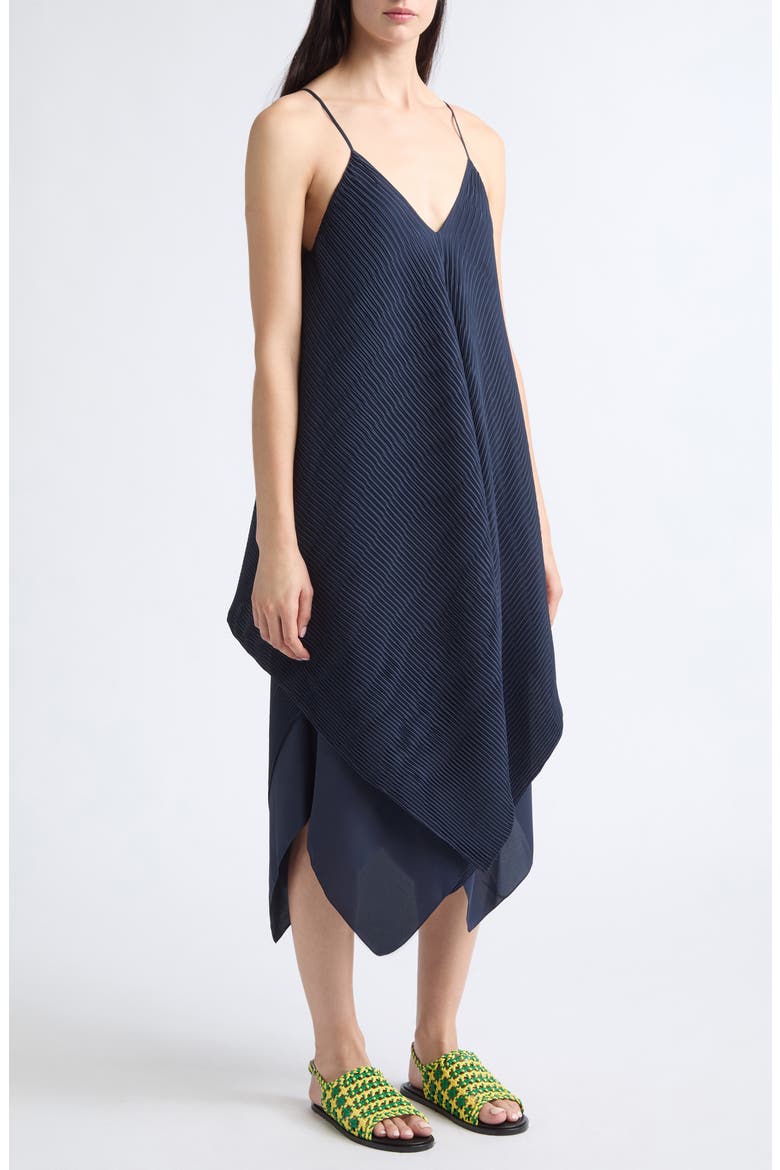 Pleated Layered Slipdress, Alternate, color, NAVY