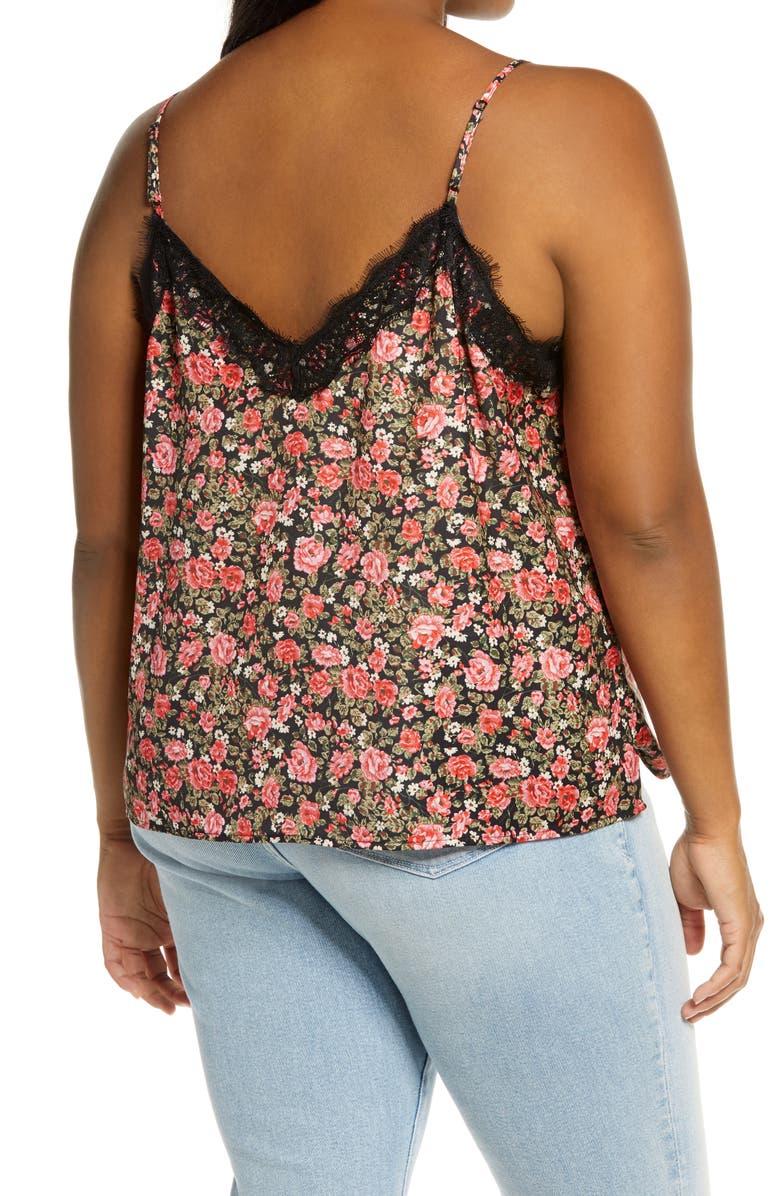 BP. Leopard Print Lace Trim Camisole, Alternate, color,