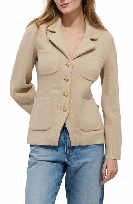Notched Collar Cotton & Cashmere Cardigan