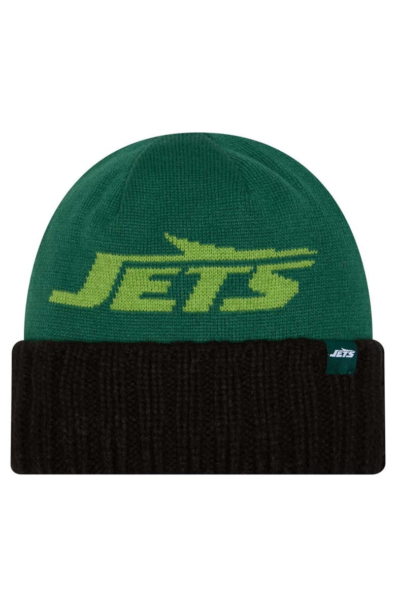 New Era Men's New Era Green New York Jets Oversize Cuffed Knit Hat, Main, color, Green