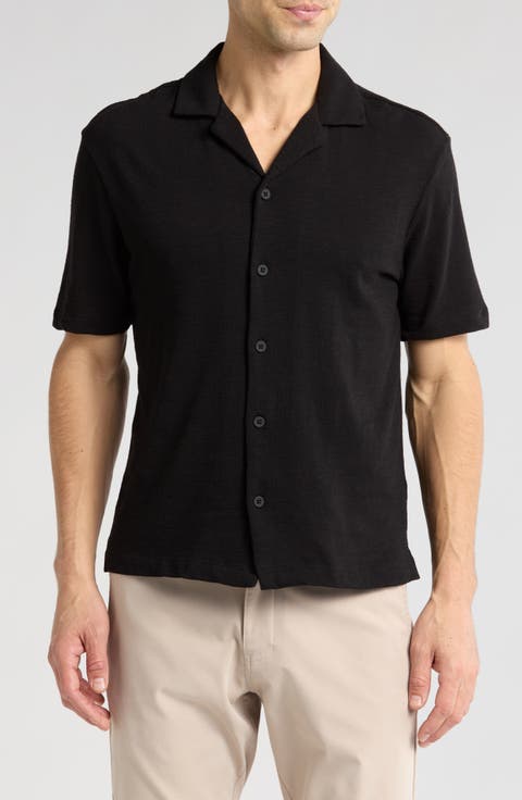 Textured Short Sleeve Camp Shirt