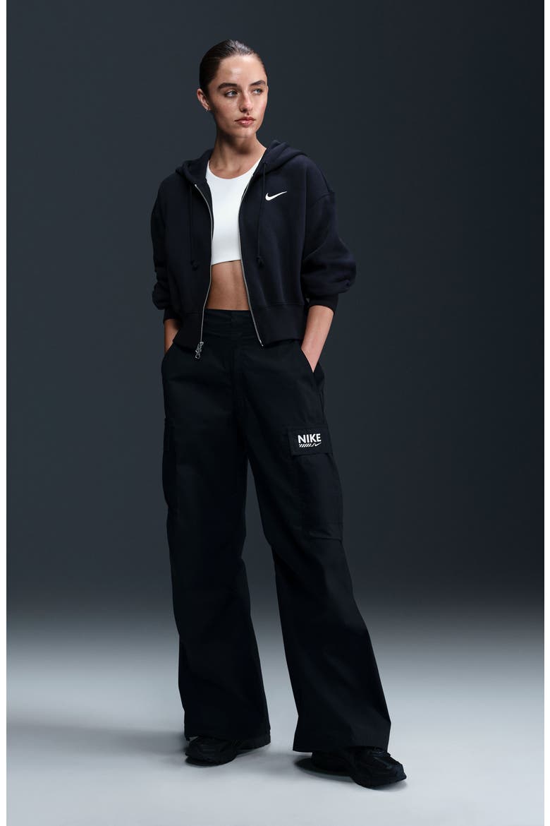 Sportswear Phoenix Fleece Crop Hoodie, Alternate, color, 010 BLACK/SAIL