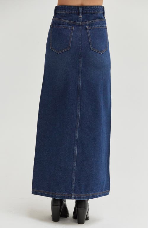 Crescent Denim Maxi Skirt In Denim Blue