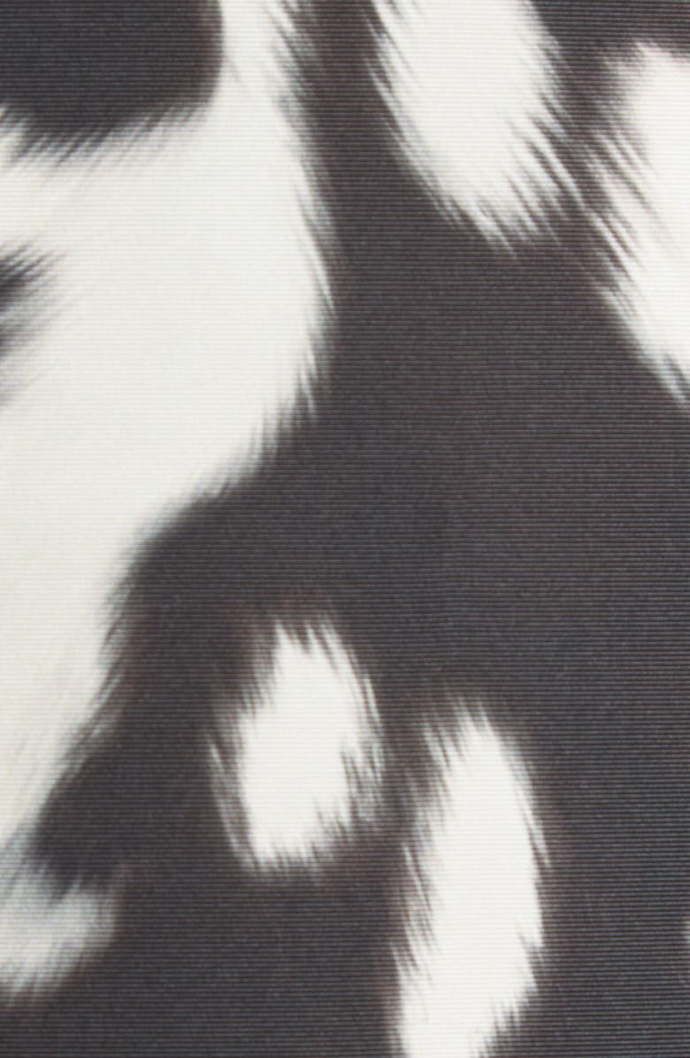 Oscar de la Renta Cow Print Strapless Cocktail Dress, Alternate, color, Ecru/ Black