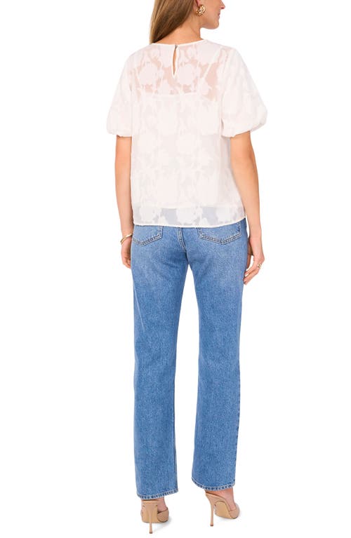 Vince Camuto Puff Sleeve Jacquard Chiffon Top In New Ivory