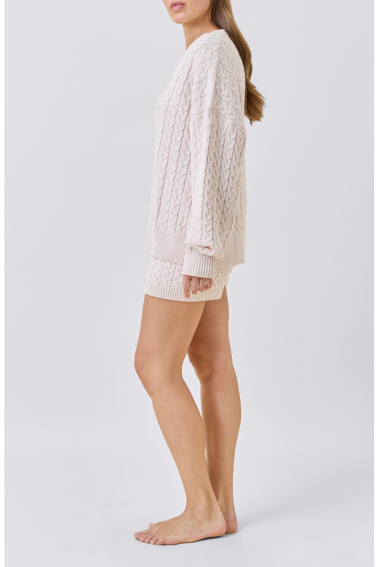 Cozy Cable Long Sleeve Pajama Top, Alternate, color, SHELL
