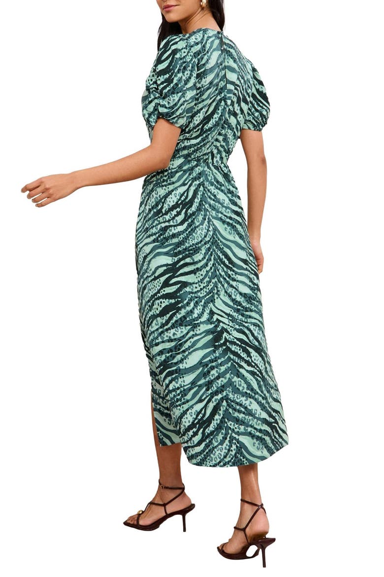Zebra Puff Sleeve Maxi Dress, Alternate, color, GREEN