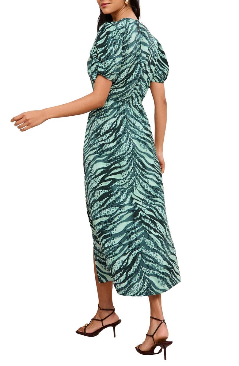 Friends Like These Zebra Puff Sleeve Maxi Dress, Alternate, color, Green