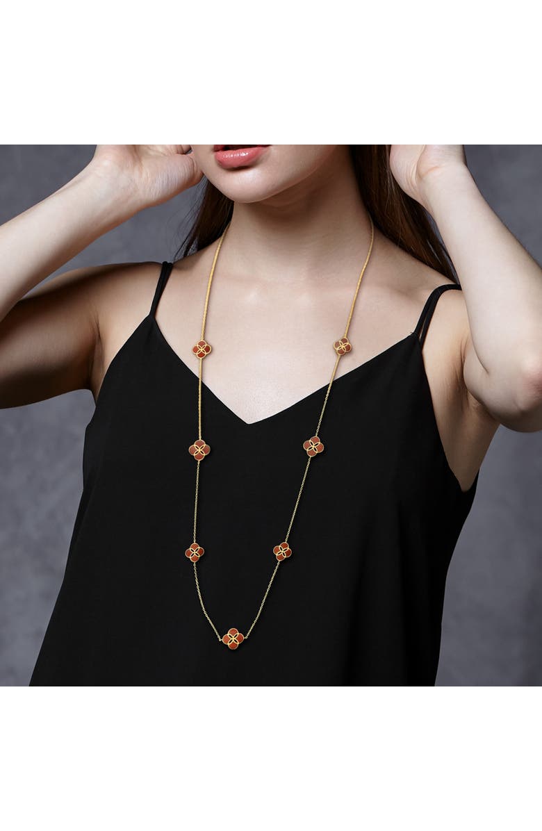 Julianna B. Carnelian Floral Station Necklace Yellow Plated Silver, Alternate, color, Yellow-Plated Sterling Silver