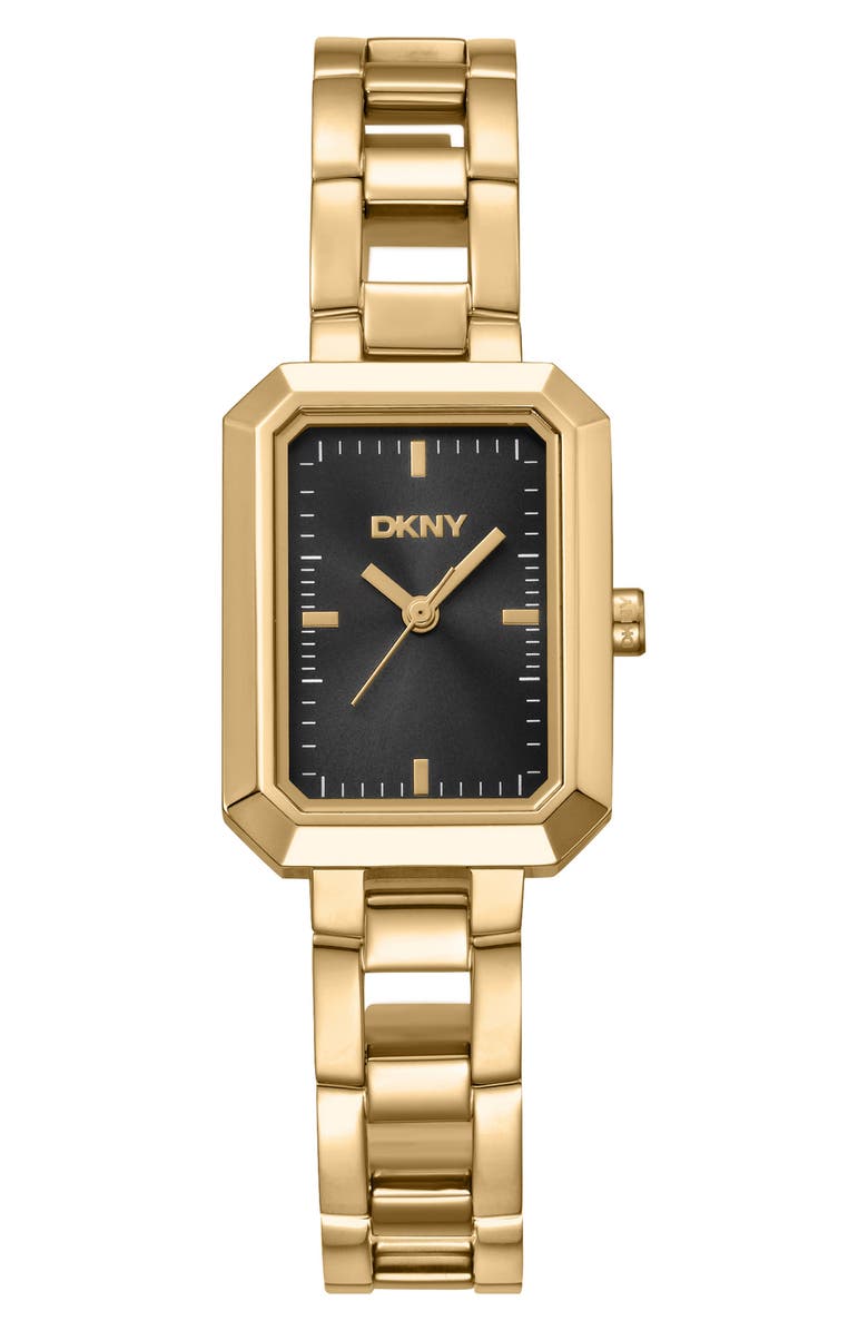 DKNY Uptown Midi Tank Bracelet Watch, 22mm x 35.5mm, Main, color, Black/ Gold