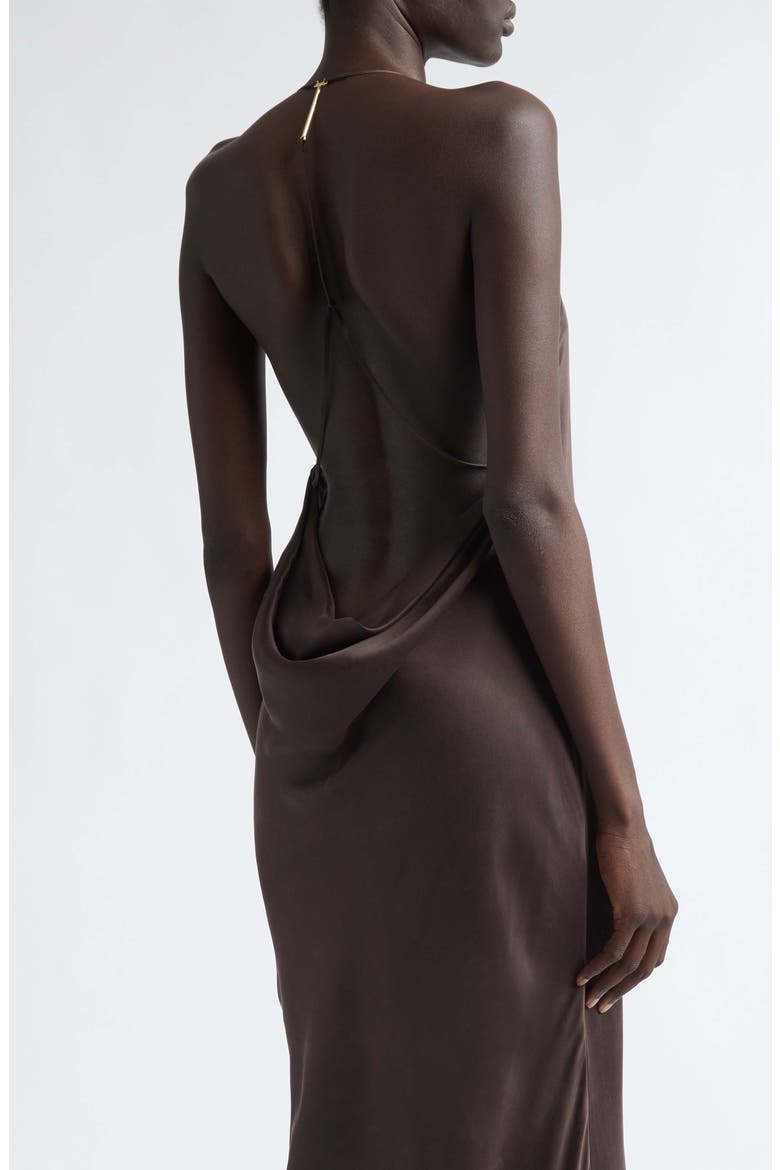 Silk Satin Halter Evening Slipdress, Alternate, color, ESPRESSO