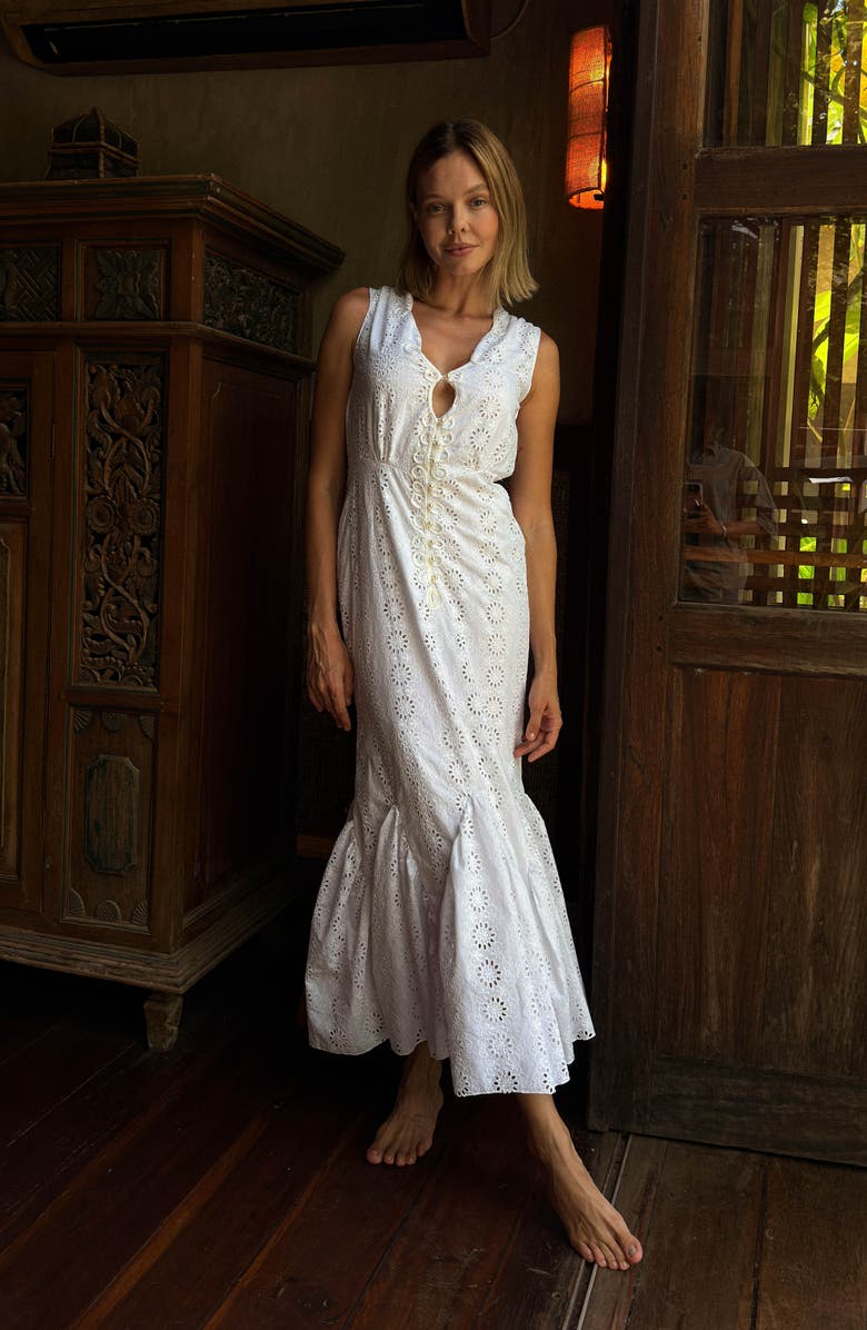 BRUNNA.CO Seruni Embroidered Mermaid Maxi Dress, Alternate, color, White