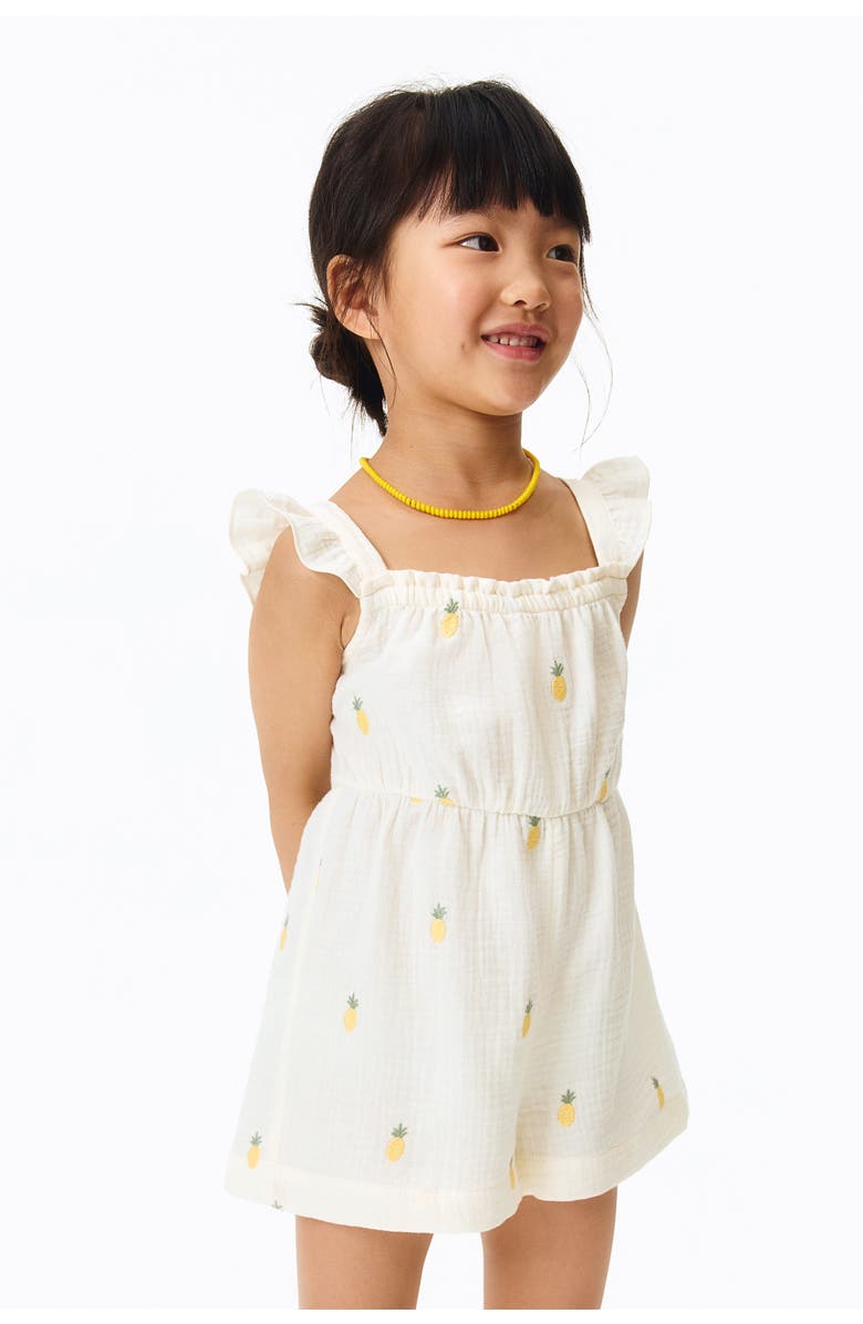 H&M Cotton Muslin Jumpsuit, Alternate, color, Cream/Pineapples