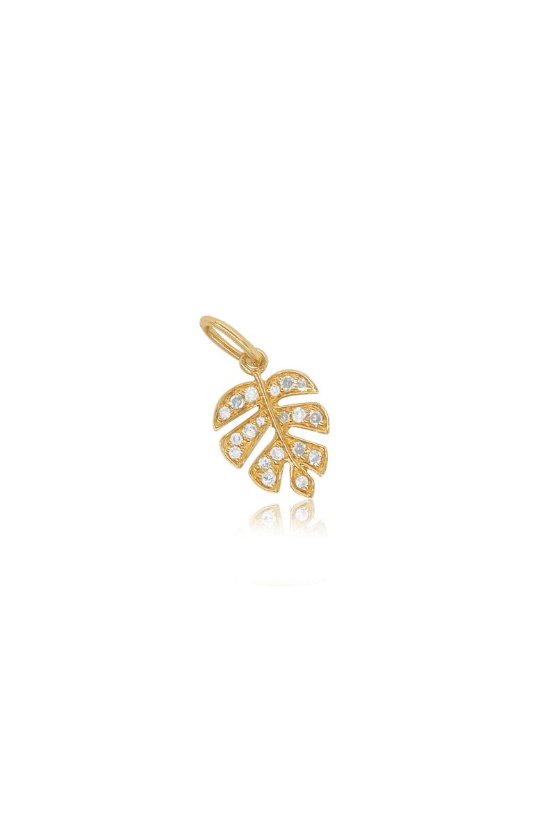 The Lovery Fine Jewelry Diamond Leaf Charm, Main, color, Yellow Gold