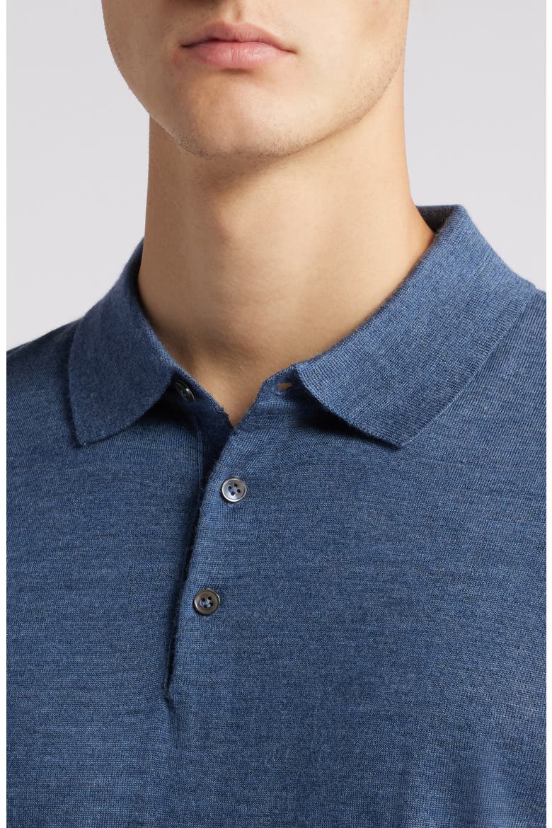 Redfern Long Sleeve Wool Blend Polo Sweater, Alternate, color, MID BLUE