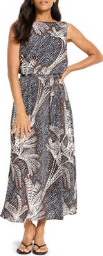 NIC+ZOE Bianca Doty Palms Sleeveless Maxi Dress