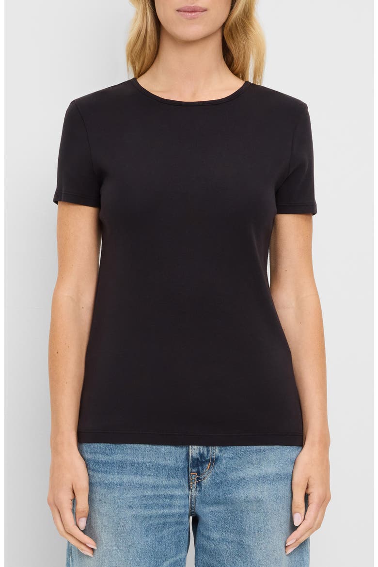 Haley Fine Binded Cotton T-Shirt, Main, color, BLACK