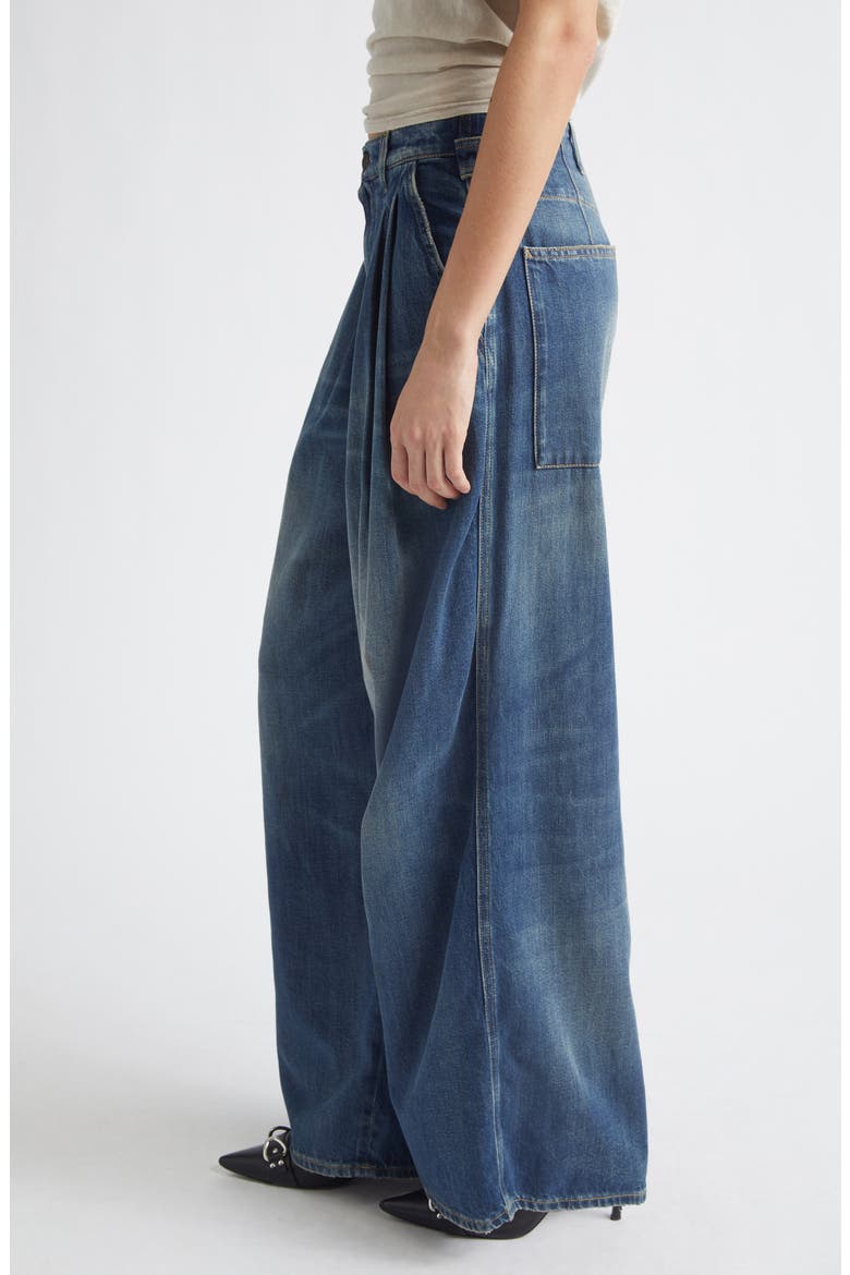Triple Pleated Wide Leg Jeans, Alternate, color, BLEEKER INDIGO