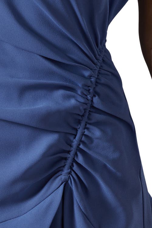 Coast Drape Side Cap Sleeve Midi Dress In Blue