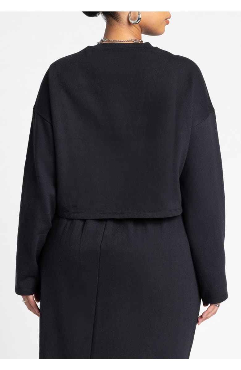 ELOQUII Oversized Cropped Sweatshirt, Alternate, color, Black Onyx
