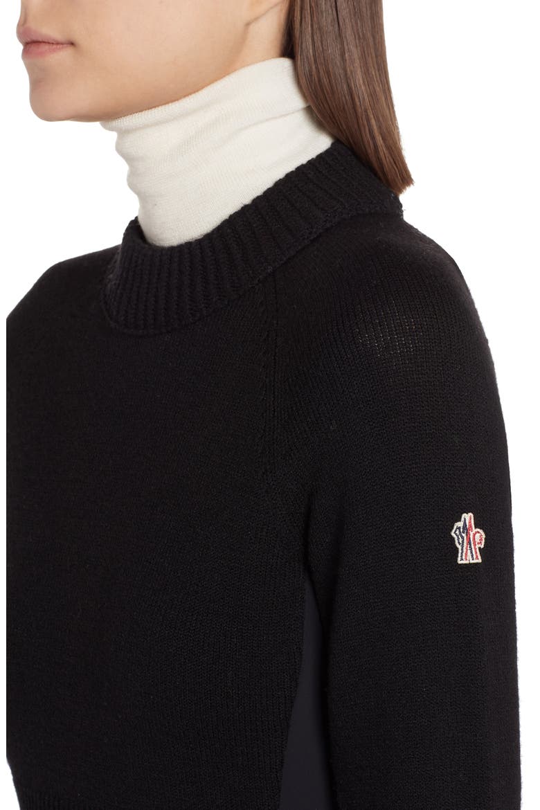 Multi Contrast Wool Blend Turtleneck Sweater, Alternate, color, BLACK