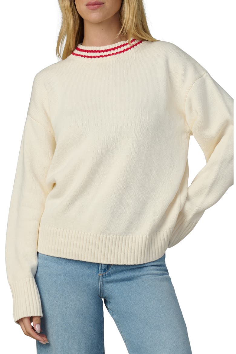 Benson Tipped Crewneck Sweater, Main, color, ECRU