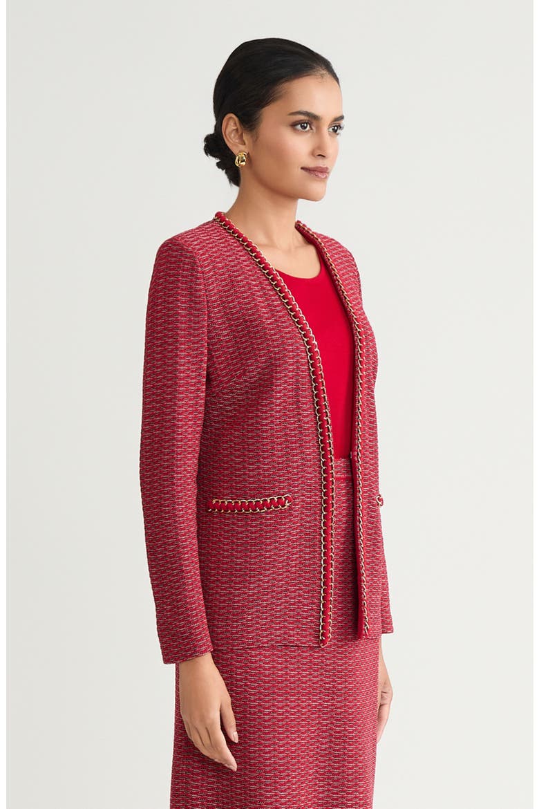 Heritage Whipstitch Chain Trim Knit Jacket, Alternate, color, Holiday/Twig/Black