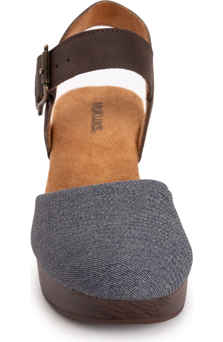 MUK LUKS Merritt Quarter Strap Clog, Alternate, color, Denim/ Dark Brown