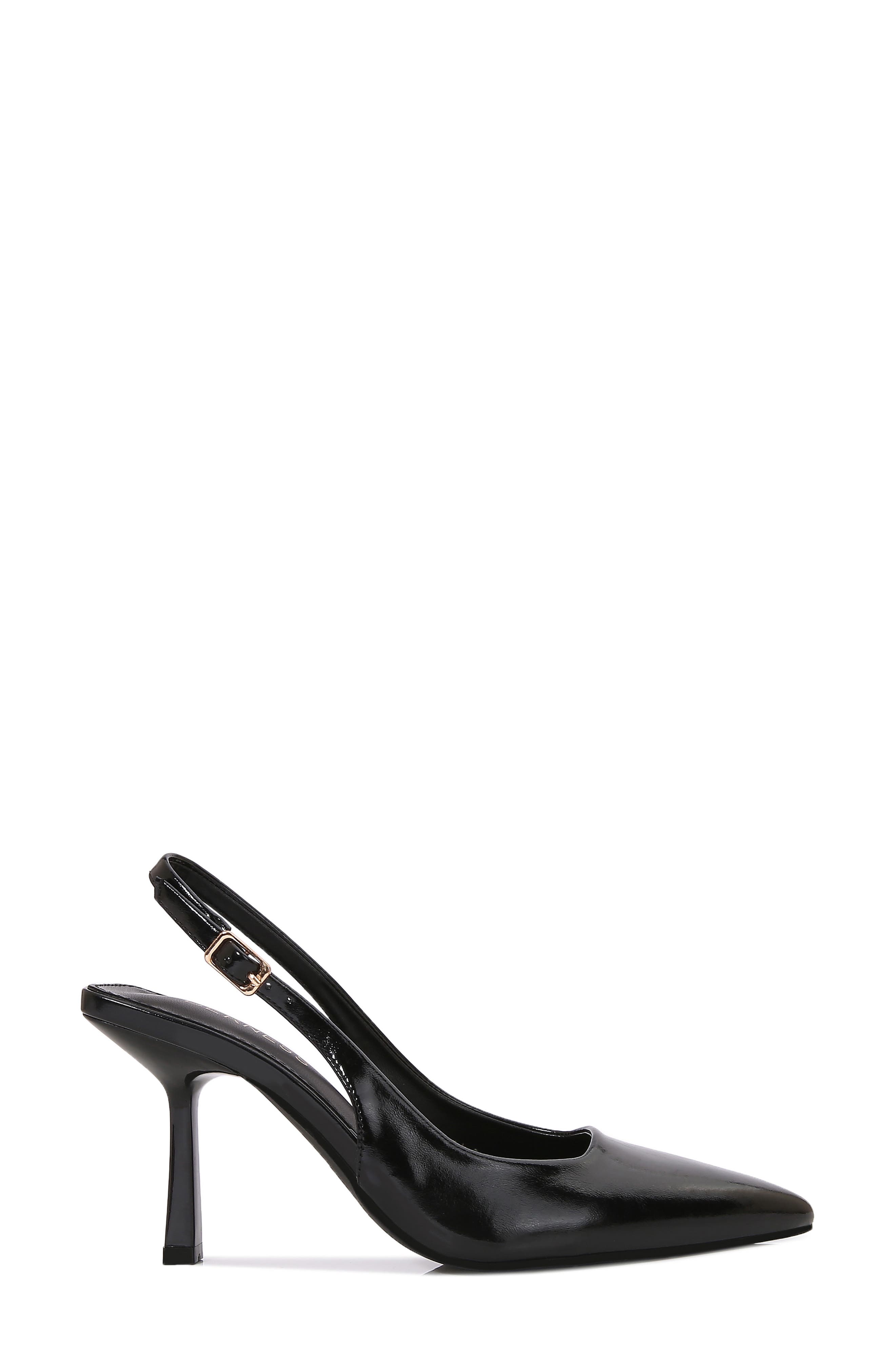 Dora Faux Leather Slingback Pump, Alternate, color, BLACK